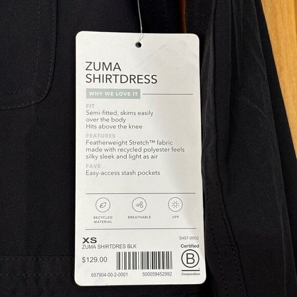 ATHLETA Zuma shirt Dress Black new - Picture 11 of 11